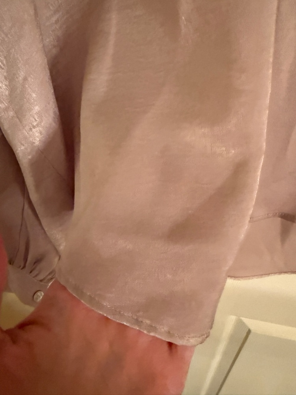 Tahari Dusty Mauve Satin V-Neck Blouse - Picture 3 of 7